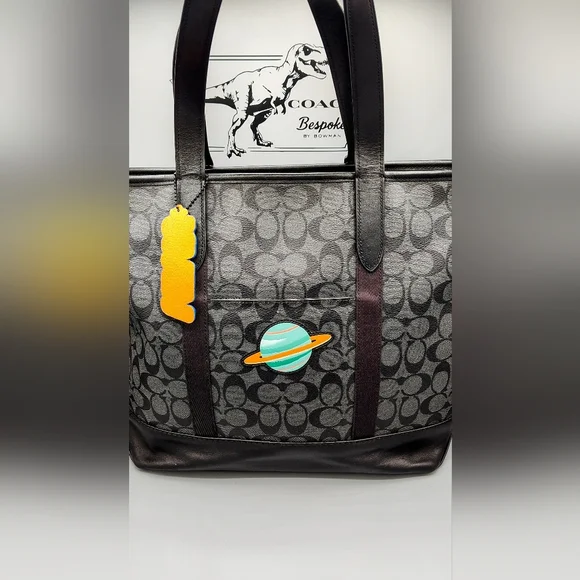 RARE! Coach X NASA City Tote -Upcycled- One-of-a-Kind Black/Grey - Picture 9 of 16